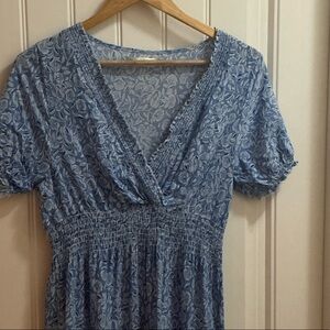 Chic Blue Floral Midi Dress